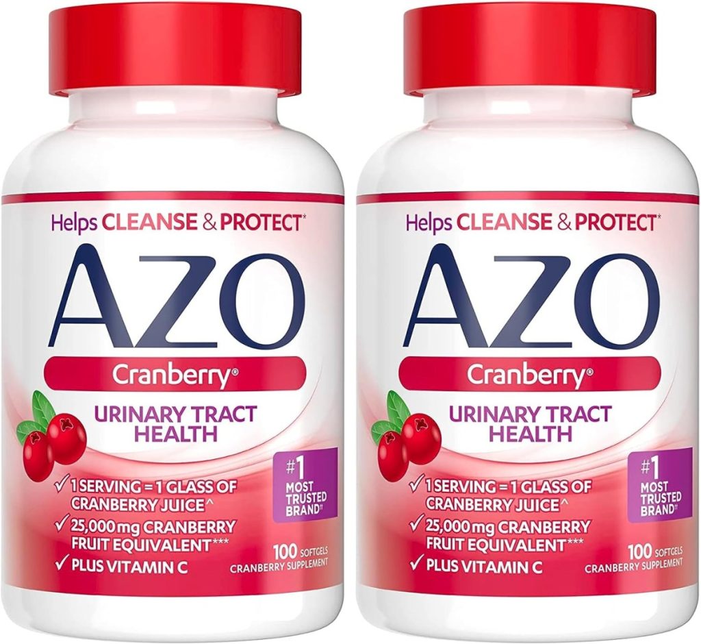 AZO Cranberry Urinary Tract Health Supplement, 1 Serving : 1 Glass of Cranberry Juice, Sugar Free Cranberry Pills, Non-GMO, 3 Month Supply, 100 Softgels (Pack of 2)